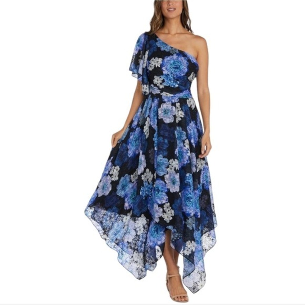 NIGHT WAy Women's Hi-Low One Shoulder‎ Floral Print Formal Evening Dress Size 8